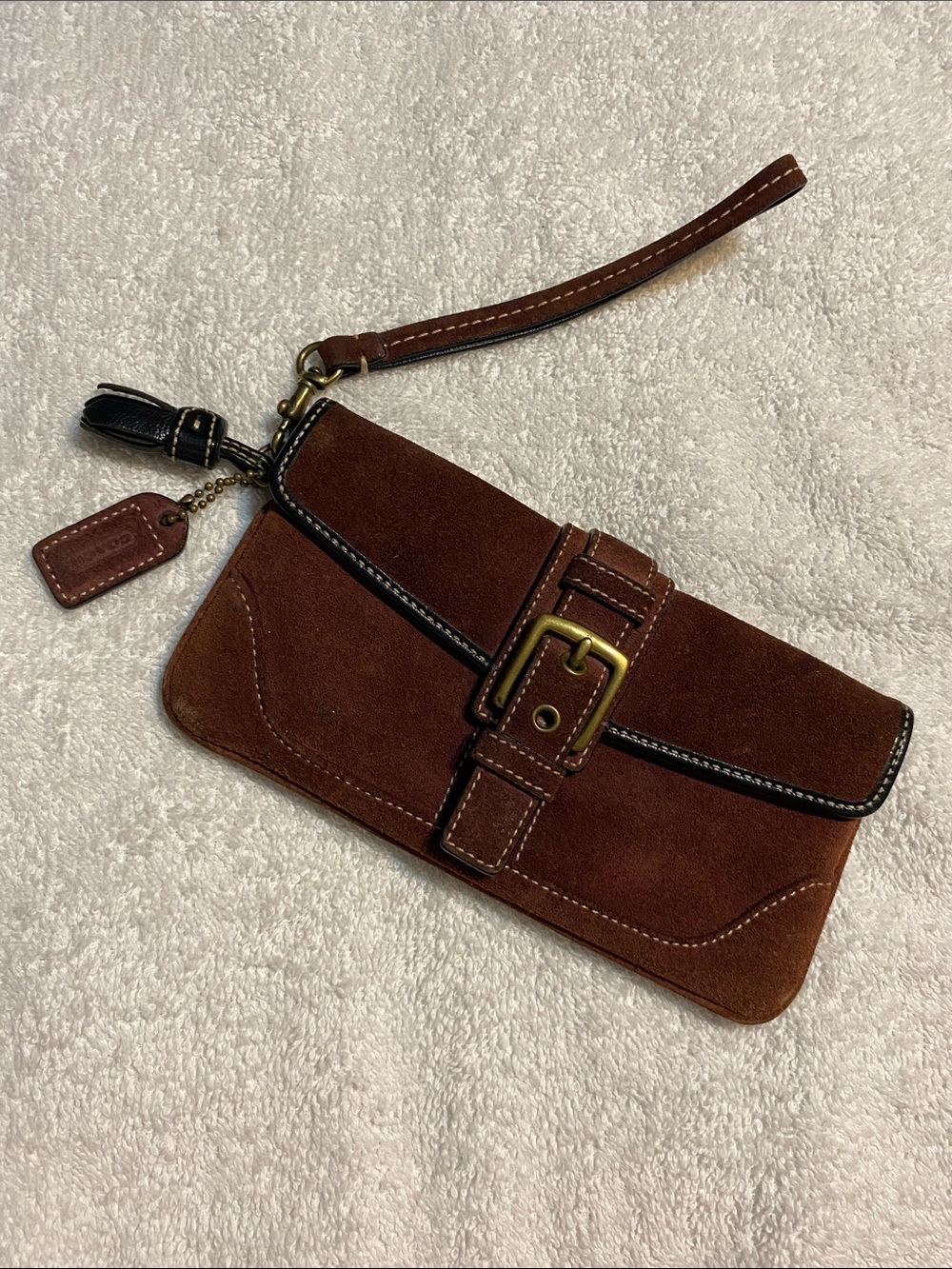 Coach Suede Wristlet Clutch